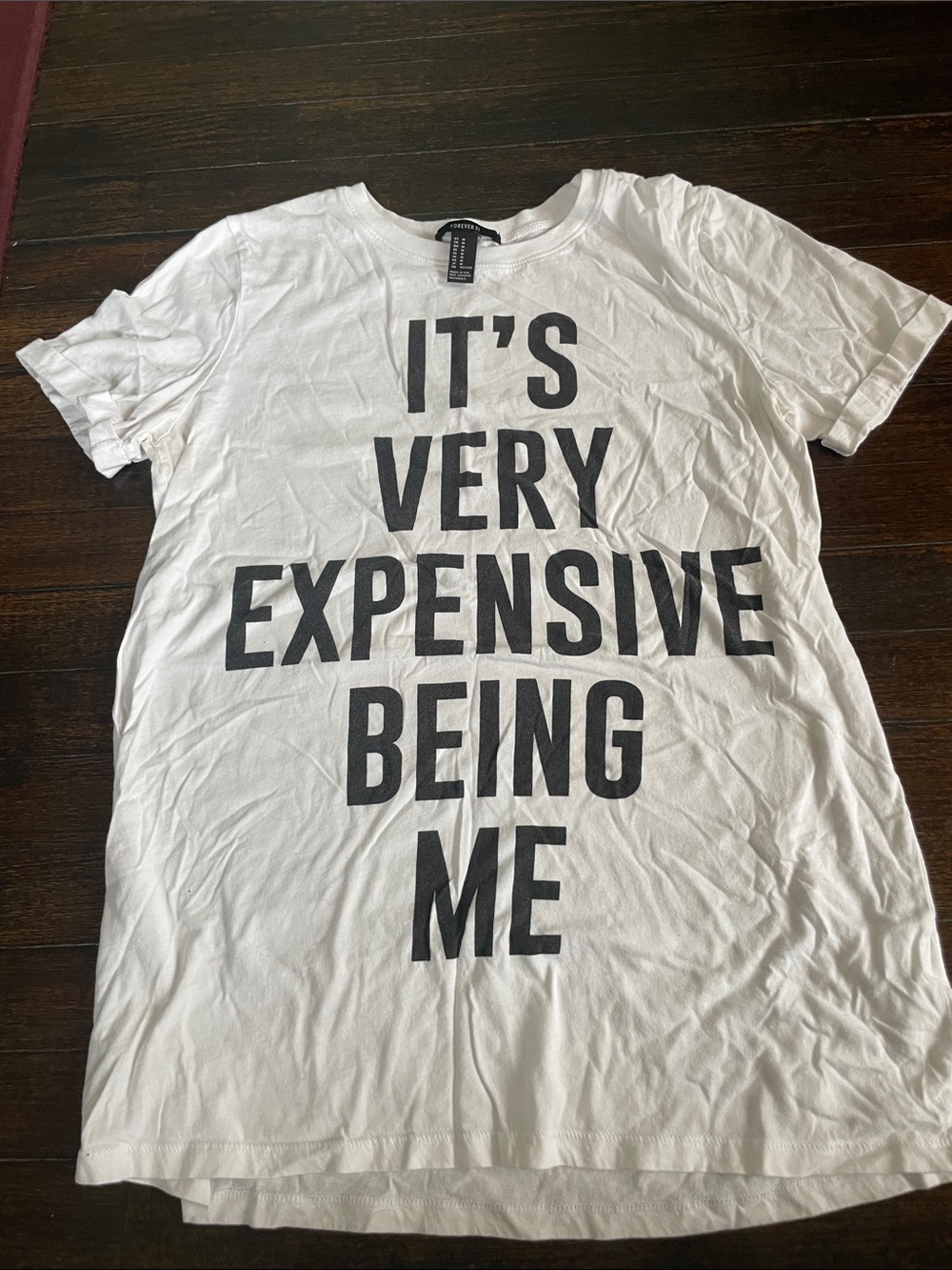 Forever 21 White Short Sleeve Graphic Tee with Black Text